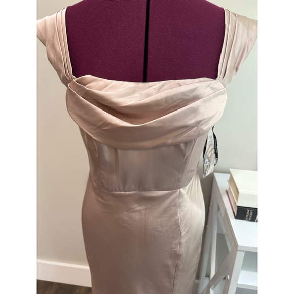 Birdy Grey Champagne Satin Formal NEW Medium - Picture 5 of 8